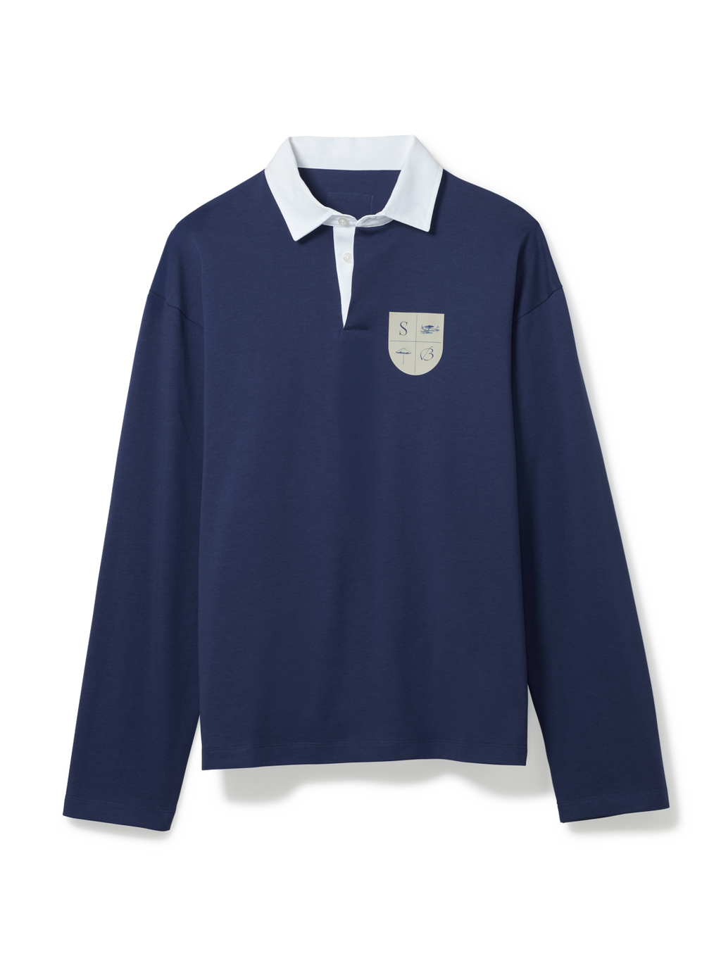 Crest Navy Long Sleeve Polo