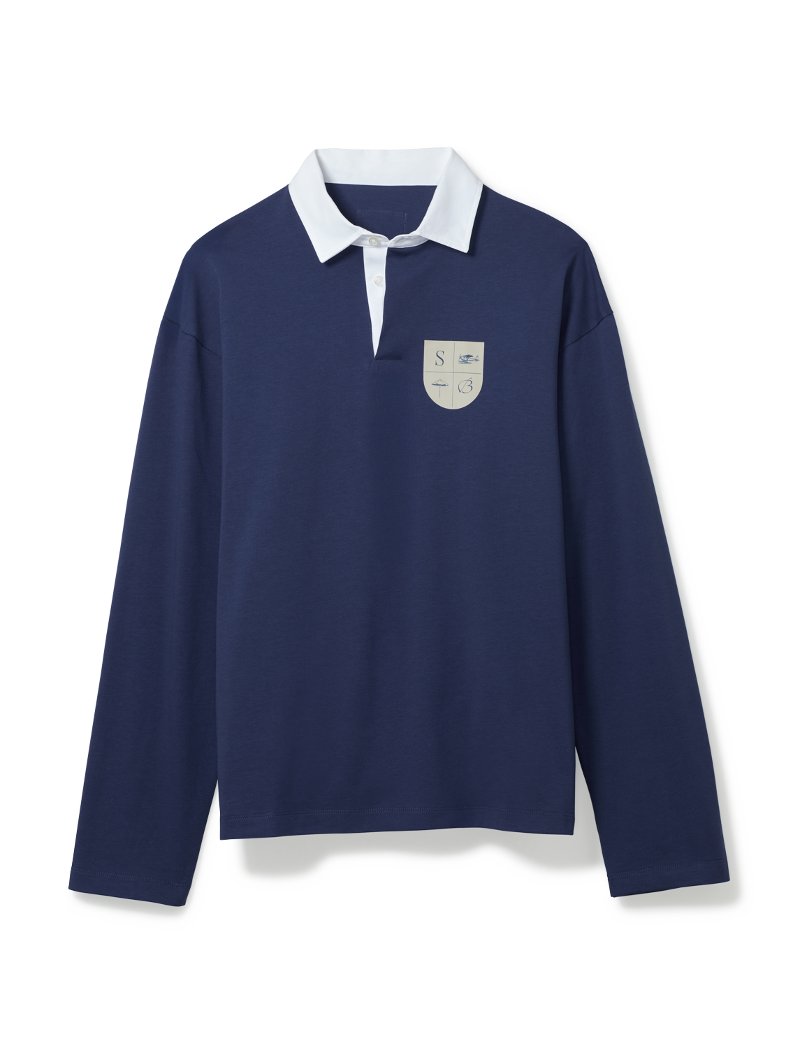 Crest Navy Long Sleeve Polo