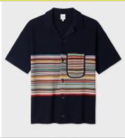 NAVY SIGNATURE STRIPE BUTTON THROUGH SS POLO